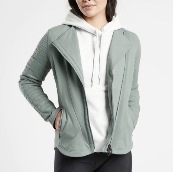 Athleta Moto Jacket w/ Asymmetric Front Zipper Moto Style Detail- Size XS - Picture 1 of 16